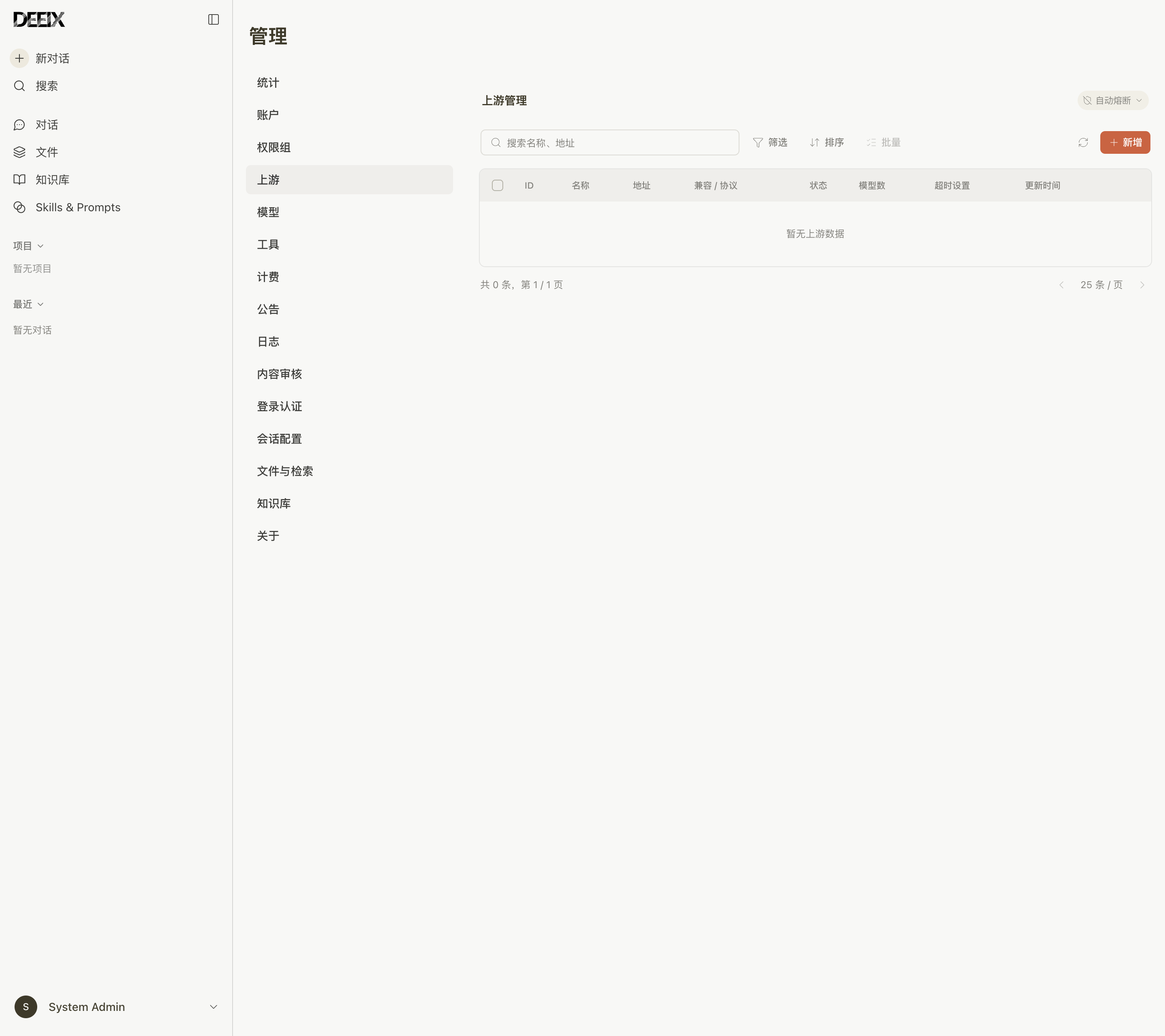 DEEIX Chat admin upstreams